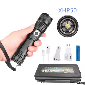 

most powerful flashlight 5 Modes usb Zoom led torch xhp50 18650 or 26650 battery Best Camping, Outdoor