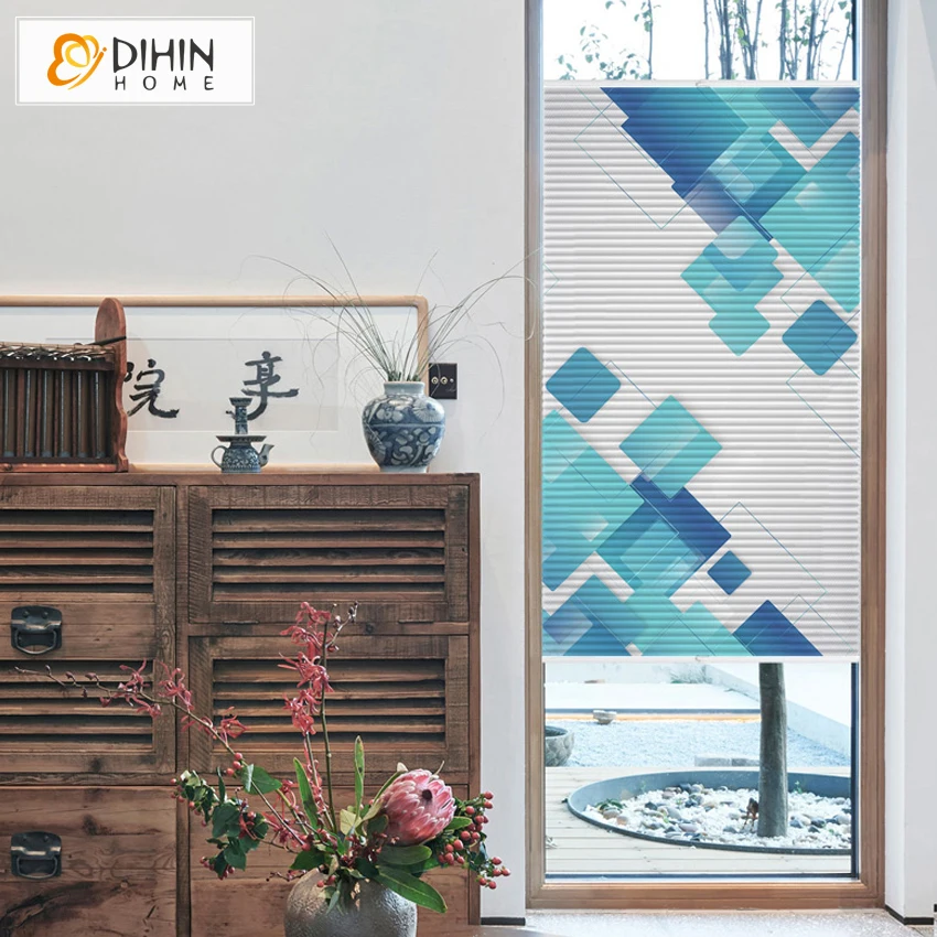 

Abstract Geometry 100% Full Blackout Cellular Honeycomb Blinds Shades Home Decor For Living Room Customize Curtains