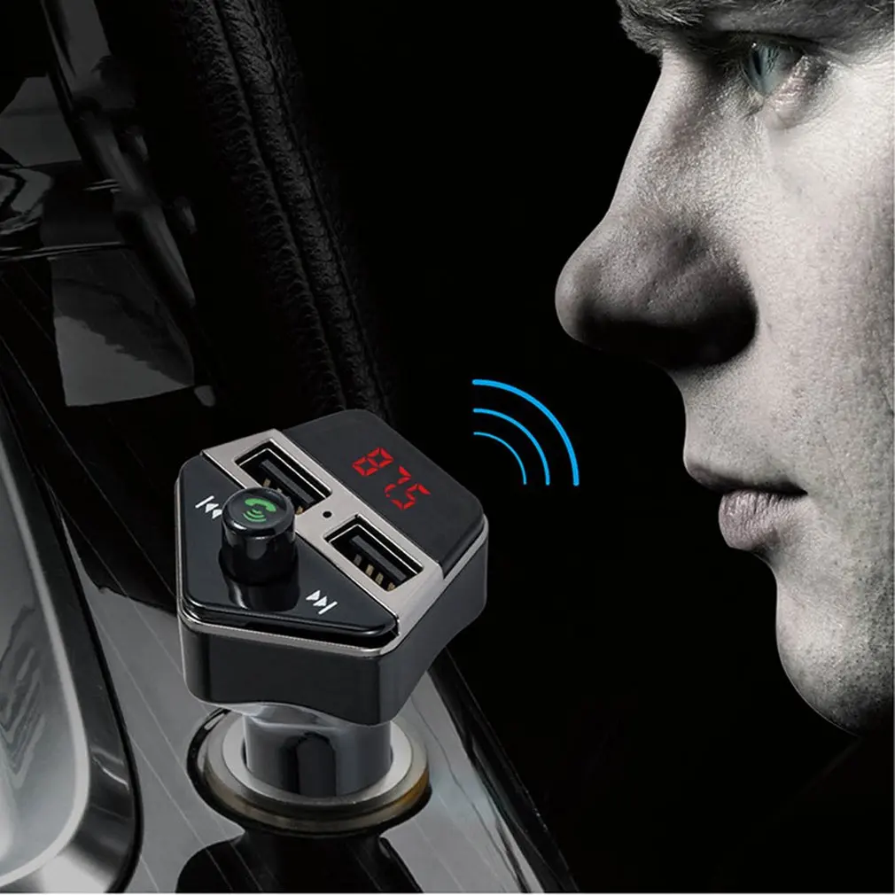 Мини Автомобильный MP3 Hansfree fm-передатчик 3.1A два порта USB зарядное устройство музыкальный плеер Поддержка TF карта u-диск