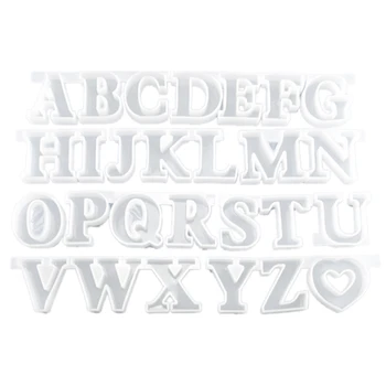 

Letter Mold Decoration DIY Handmade Crystal Epoxy 26 English Letter Silicone Mold with Heart Shape Mold