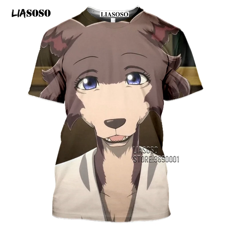 LIASOSO 3D Print Japan Anime BEASTARS Men's T-shirt legoshi Haru Louis Tshirt Women Casual Shirt Cartoon Wolf Rabbit Fitness Top (16)