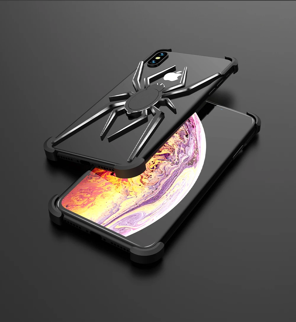 Spider serial Shockproof Armor Phone Back Case For i X XR XS MAX Silicone Hybrid Hard PC Three Proofing Case Cover