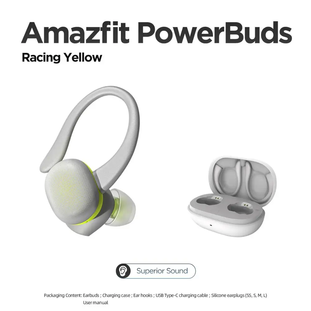 Amazfit PowerBuds Wireless In-Ear earphones TWS headphones IP55 Heart rate Monitor Bluetooth-compatible For iOS Android Phone 