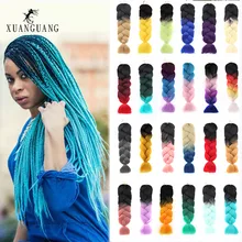 XUANGUANG Омбре волосы парик большая коса синтетические волосы крючком термостойкие волосы наращивание 24 дюйма большая коса