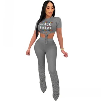 

2020 Women Sets Summer Tracksuits Fitness Letter Print Tops+Pants Suit Two Piece Set Night Club Party Outfits 2 Pcs Street
