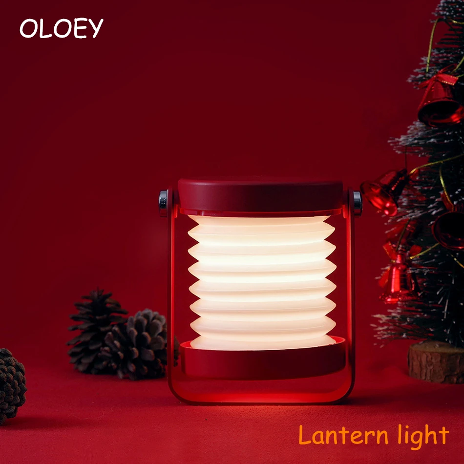 

Retro new year red lantern light portable retractable led night light desk lamp usb light christmas new year gift decoration