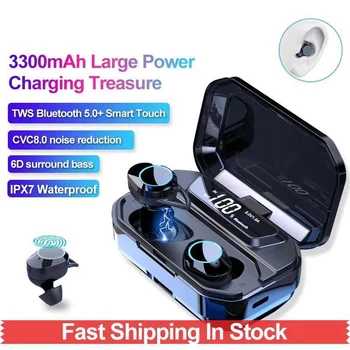 

G02 TWS 9D Stereo Wireless Earphones Bluetooth 5.0 + HiFi Earphones IPX7 Waterproof with 3300mAh LED External Battery Holder