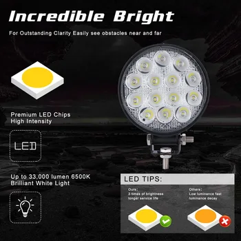 

2PCs 4Inch Work Light LED Light Bar Round LED Off Road Light Pods Spot Flood Fog Lights Waterproof For Trucks 27W/42W