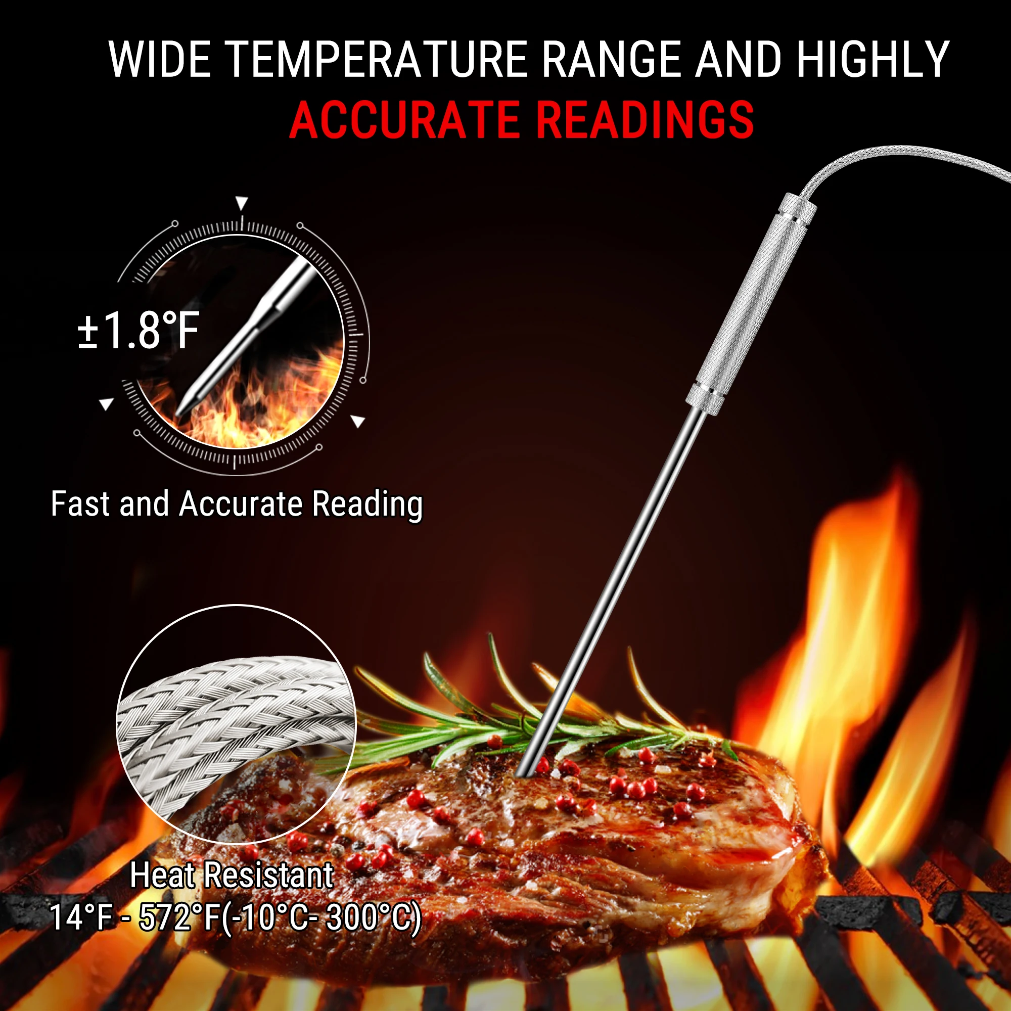 ThermoPro TP27C 4 Meat Probes 150M Wireless Digital Thermometer Kitchen  Cooking Thermometer For Meat Oven Thermometer Backlight