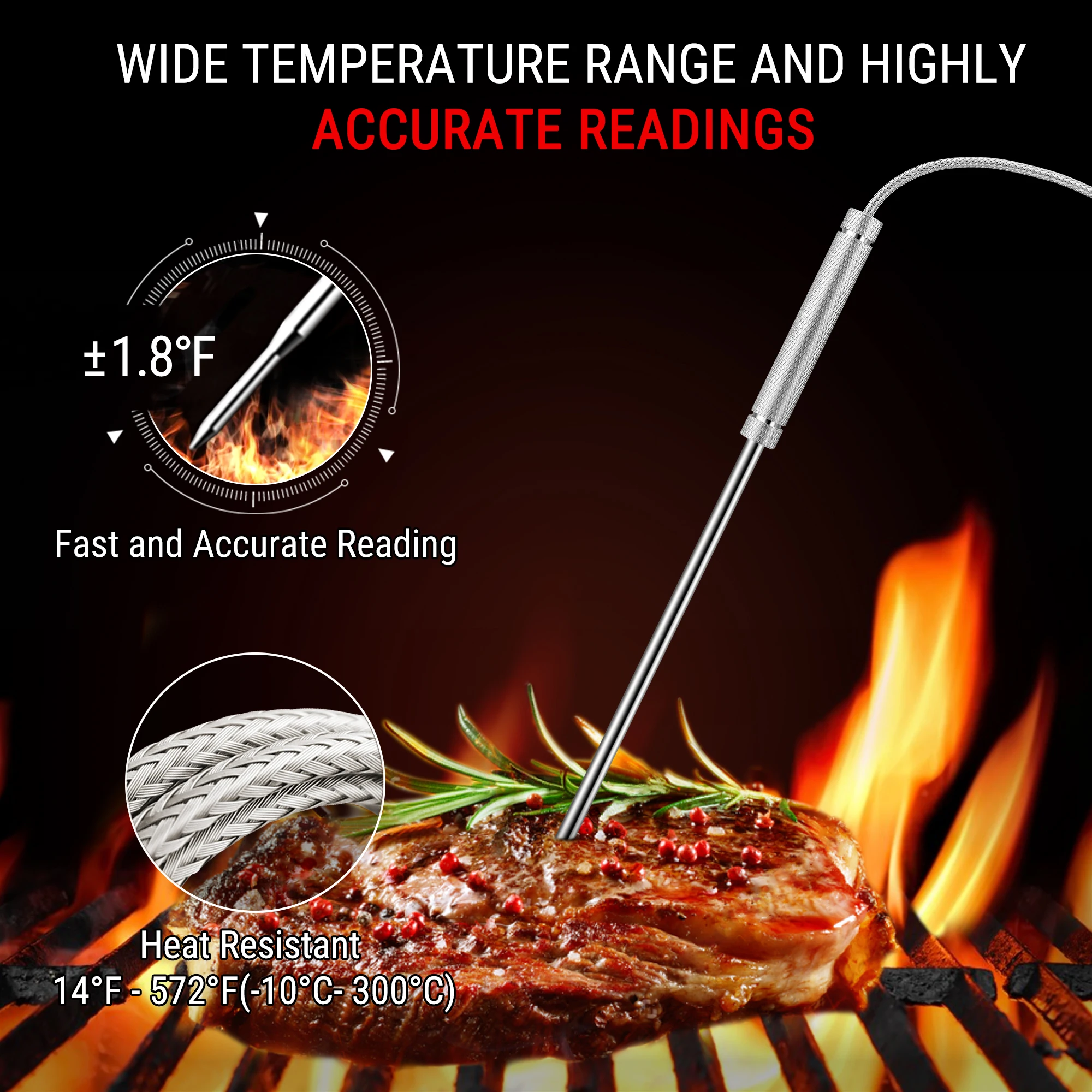 ThermoPro-Therye.com numérique sans fil pour viande, four de cuisine,  barbecue, sonde pour touristes, cuisson au grill, TP920, 150m