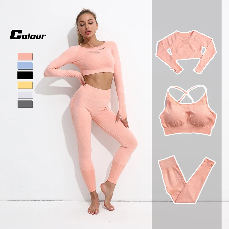 Compra novedosa Leggings Vrouwen Fitness Yoga conjunto Ropa Deportiva Mujer gimnasio Kleding Trainingspak Hoge Taille Broek deporte Bras entrenamiento conjunto