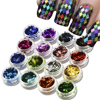 

Full Beauty Laser Silver Gold Flakes Nail Art Sequins Colorful Glitter Paillette Rhombus Shape for DIY Craft Slider CHLS01-16