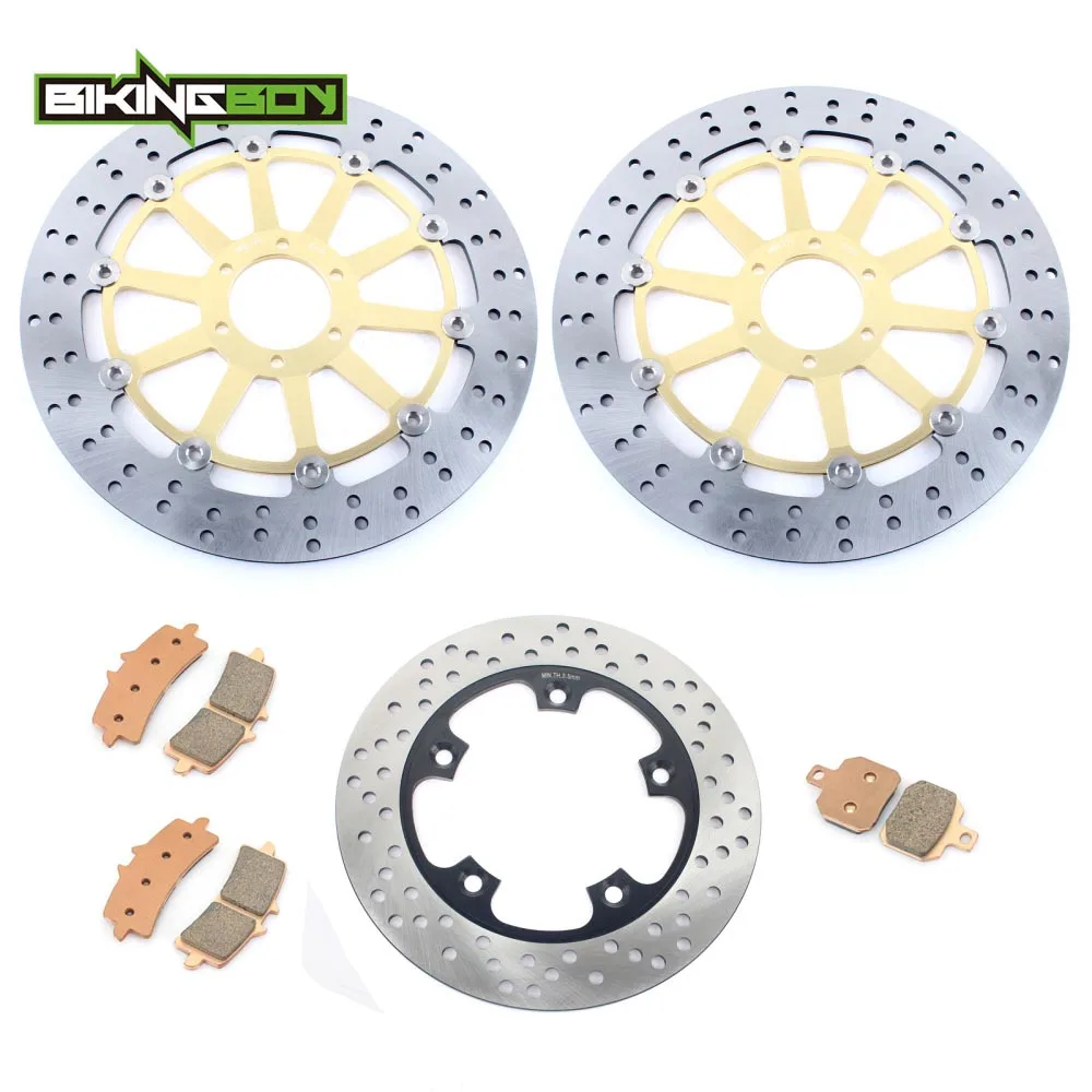 BIKINGBOY для Aprilia RSV4 1000 R 2009 2010 2011 2012 RSV4 1000 завод 2009-2012 спереди и сзади тормозные диски роторы колодки - Цвет: Round Gold