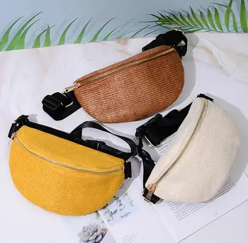

Hot-selling braided bag summer new Korean version beach waistband fashion straddle one-shoulder straw braided bag
