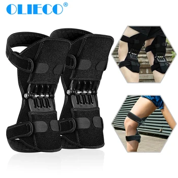 OLIECO Knee Joint Support Pads Knee Protection Booster Powerful Spring Rebound Knee Leg Protector Sport Power Lift Equipment