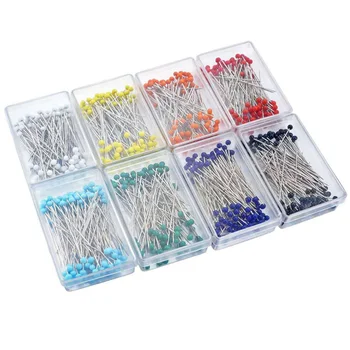 

800pcs (100Pcs/Pack) 38mm Glass Pearlized Head Pins Multicolor Ball Sewing Pins for DIY Crafts Jewelry Dress Making - Eight Colo