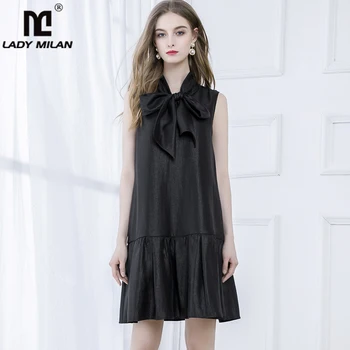 

Women's Runway Dress Bow Collar Sleeveless Ruffles Fashion High Street Casual Loose Design Dresses