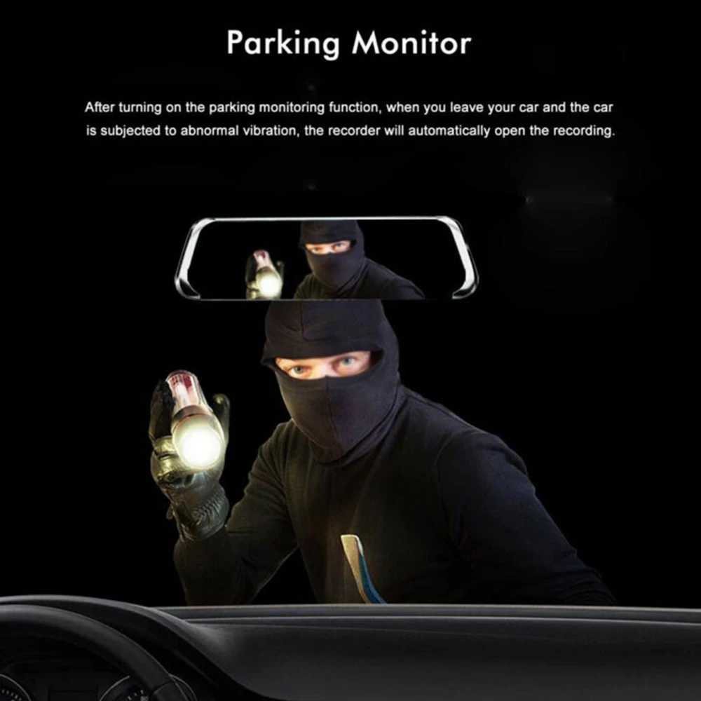 

HD 1296P Dual Lens Car Auto DVR Mirror Dash Cam Recorder Rear View Camera Kit