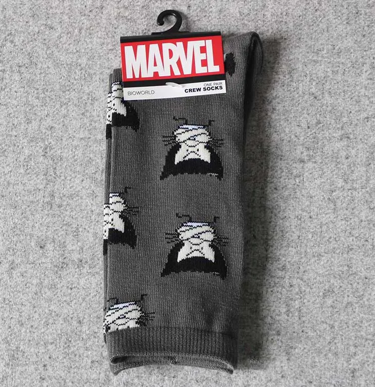 Герой комиксов Marvel General мужские носки с героями мультфильмов, Железный человек, Капитан Америка, по колено, теплые, сшитые, с рисунком, противоскользящие, повседневные носки - Цвет: 1