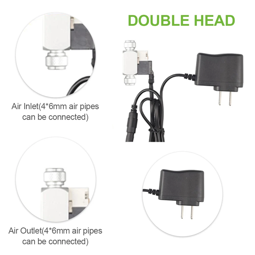 DC 12V Solenoid Valve Aquarium CO2 System Regulator Electromagnetic Valve for Fish Tank Water Plant Grass Grow Double Head