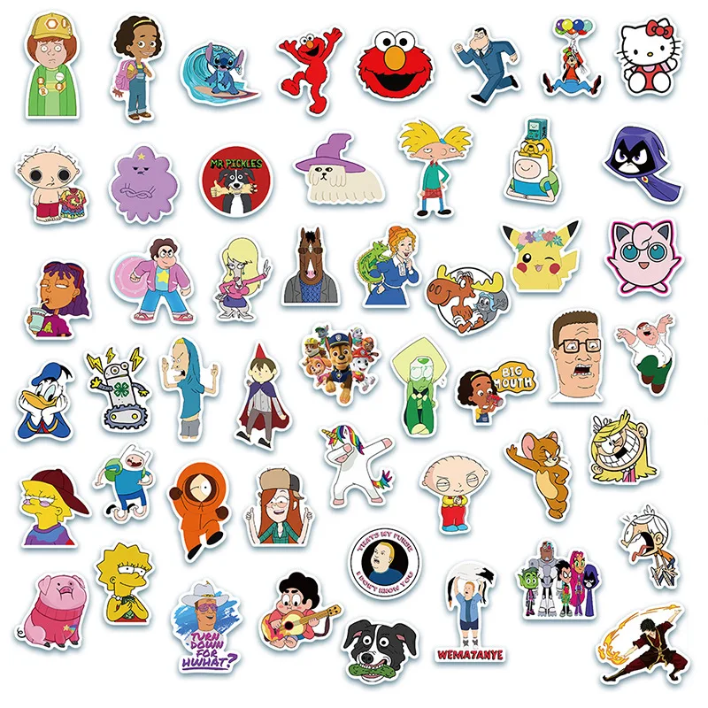 10/30/50 PCS Latest Cartoon Character Collection Graffiti Stickers Waterproof Suitcase Guitar Toy Decoration Stickers Wholesale