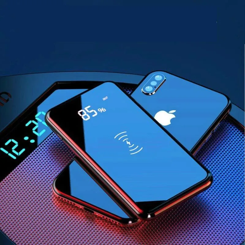 Ультратонкий беспроводной внешний аккумулятор 30000 мАч для iPhone X XS 8, беспроводное зарядное устройство, внешний аккумулятор для samsung S8, S9, Note 9, 8, быстрое зарядное устройство