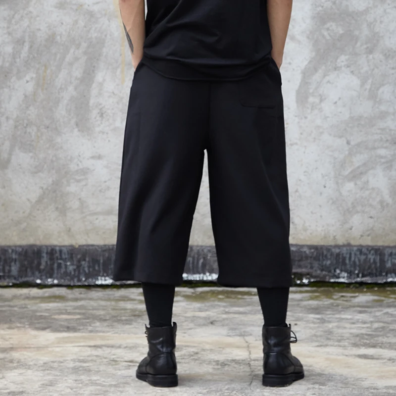 Men's eight trousers spring/summer new Yamamoto Black trend loose men's bell-bottom trousers wide leg trousers men's culottes