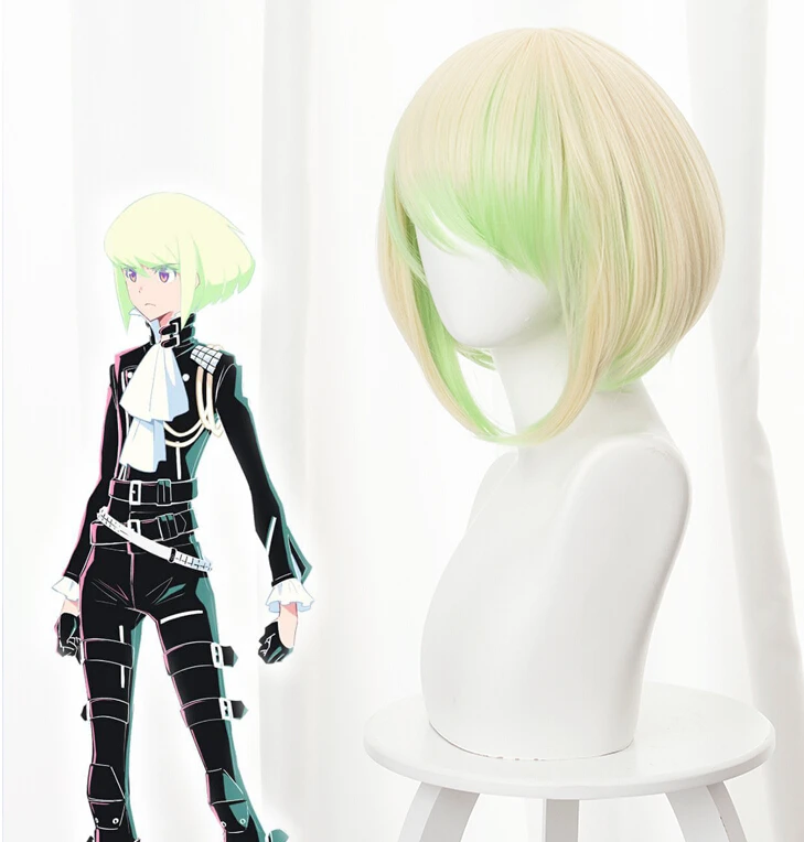 

PROMARE Mad Burnish Lio Fotia 30cm Short Straight Heat Resistant Synthetic Hair Blond Gradient Green Anime Costume Party Wig