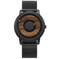 EUTOUR-relojes minimalistas con esfera de madera para hombre, reloj de cuarzo informal a la moda, sencillo, redondo, con correa de cuero