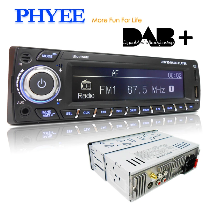 DAB Plus Автомагнитола 1 Din RDS MP3 аудио плеер Bluetooth A2DP FM AM управление через приложение USB