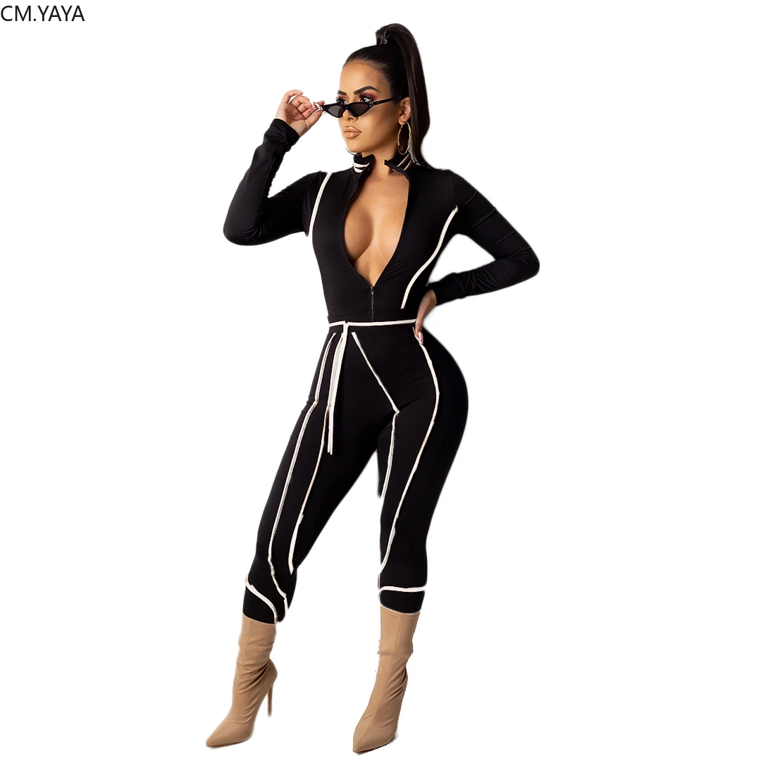 Осень-зима 2019 женские комбинезоны с завышенной талией обтягивающие однотонные