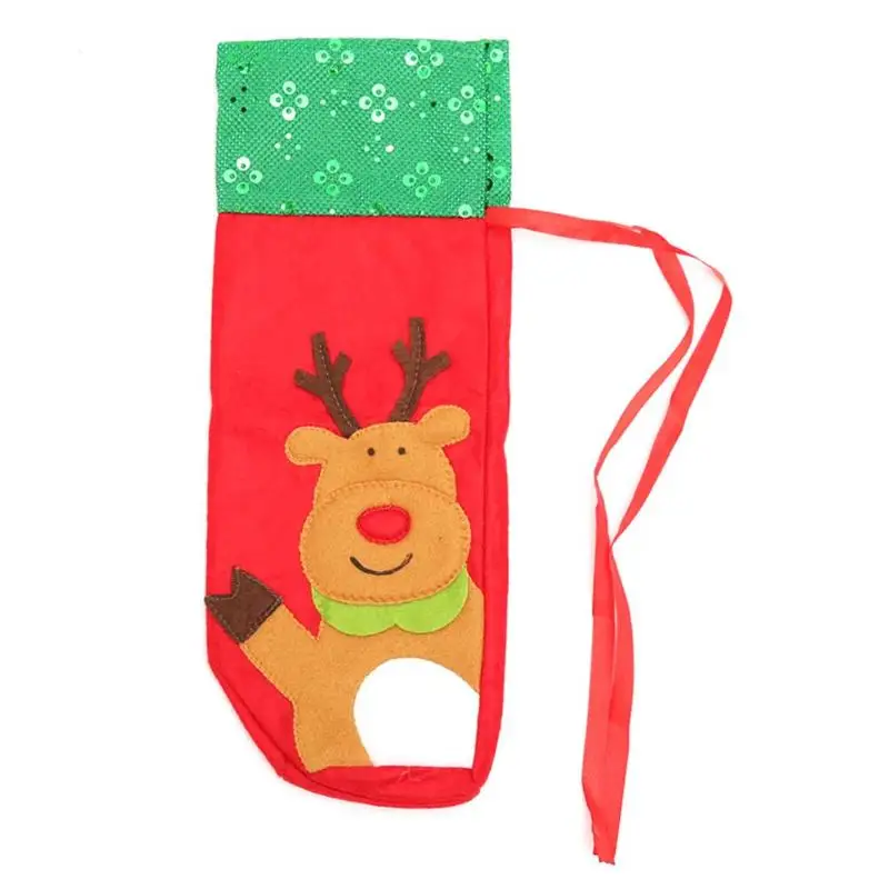 Merry Christmas нетканый чехол для бутылки вина кухонный стол с блестками Рождественская вечеринка Декор мелкая пыль Чехлы для бутилок вина