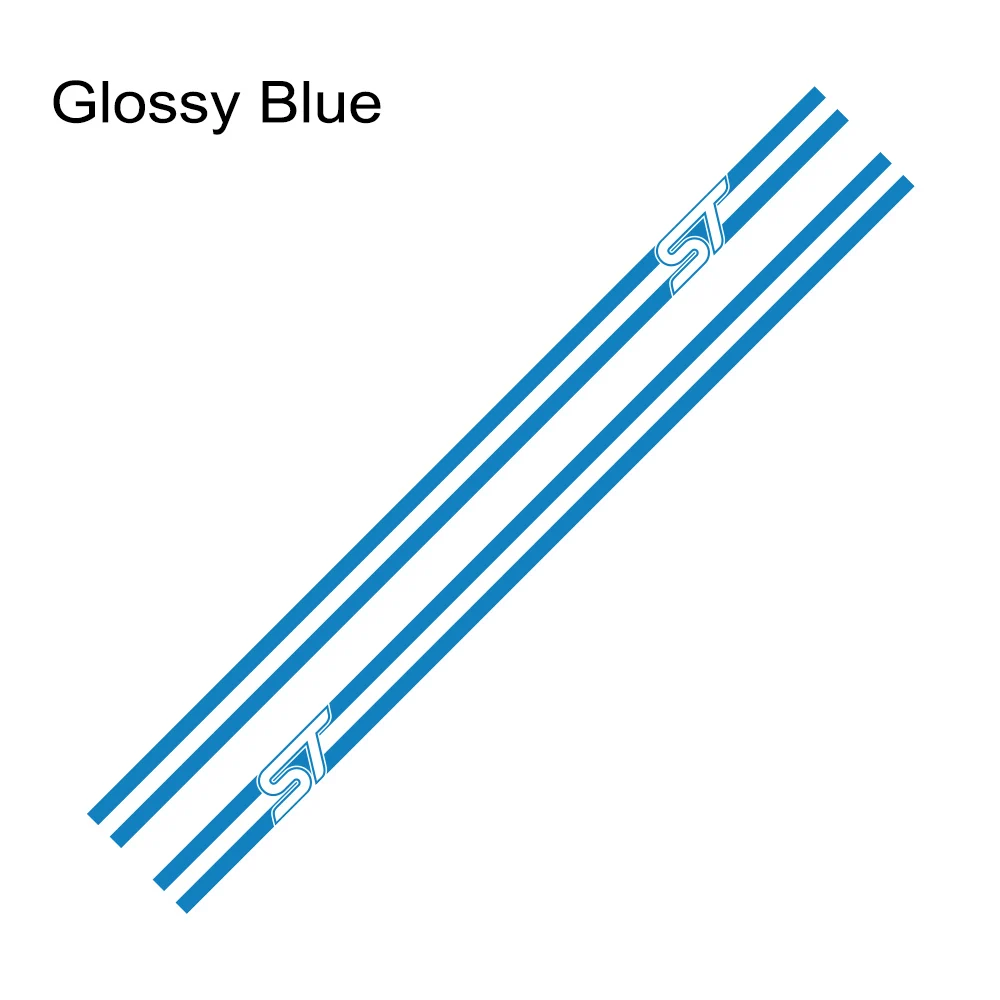 2 шт./лот Авто Декор кузова виниловые наклейки для автомобиля Стайлинг наклейки для Ford Focus ST СПОРТ дверь боковая юбка полоса светоотражающие Аксессуары - Название цвета: Glossy Blue