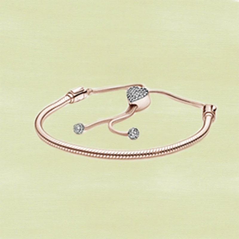 

2021 High-quality New S925 Silver Rose Gold Heart-shaped Bracelet, Fashionable And Exquisite Jewelry For Ladies As Gifts