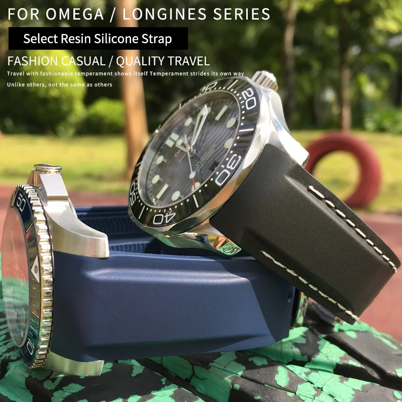 Ремешок силиконовый для часов Omega Speedmaster Seamaster 300 19/20/21 мм 22 | Наручные часы