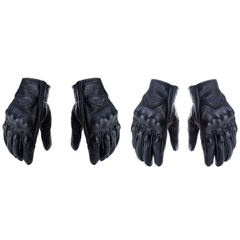 

1 Pair Retro Leather Motorcycle Motocross Gloves Touch Screen Full Finger Protective Gears Motorbike Gloves