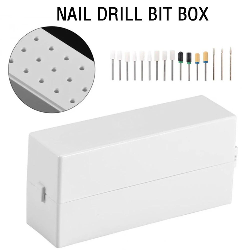 

Nail Drill Bits Holder Dustproof Stand Displayer Organizer Container 30 Holes Manicure storage box Nail Art plastic container