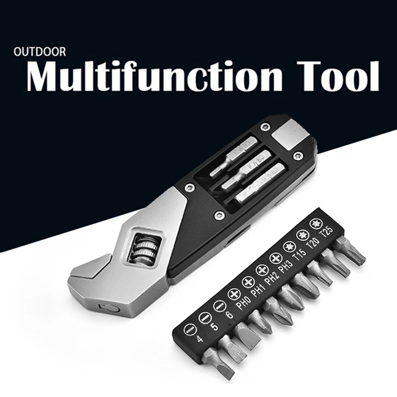 Stainless Steel Adjustable Multi Function Wrench Portable Folding