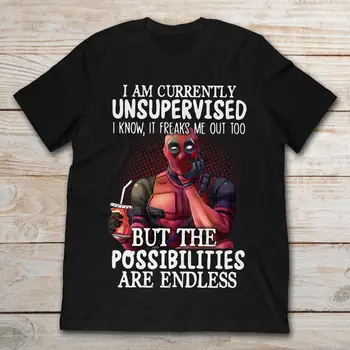 

Deadpool I Am Currently Unsupervised I Know It Freaks Me Out Too T-Shirt Men's Short Sleeve T-Shirt