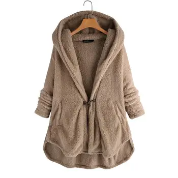 

ZANZEA Women Hoodies Plush Fluffy Coats Autumn Long Sleeve Open Front Sweatshirt Outwear Solid Hooded Jackets Casual Outwear
