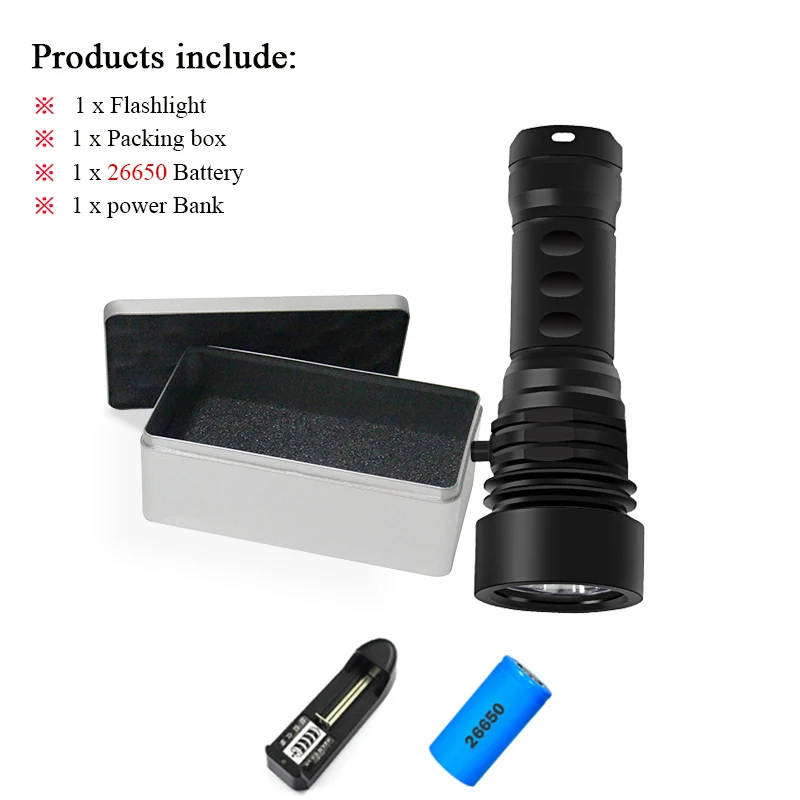 Flashlight B-BOX Xm l2 профессиональное оборудование для дайвинга 100 м подводный фото заполняющий светильник подводный вспышка светильник s 26650 Водонепроницаемый светодиодный фонарь лампе фонарь e - Испускаемый цвет: Flashlight B-BOX