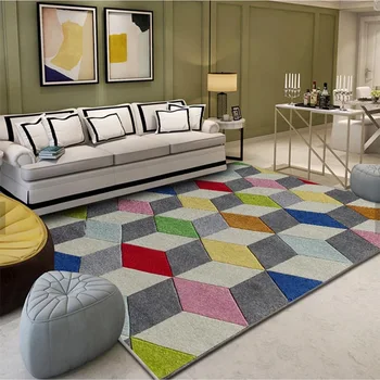 

High Quality Abstract Art Lattice Carpet For Living Room Bedroom Anti-slip Floor Mat Fashion Kitchen Carpet Area Rugs