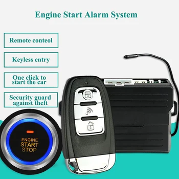 

12V Car Engine Starts Alarm System with Keyless Entry Remote Universal Vehicle Keyless Alarm PKE Warn Push Button Starts