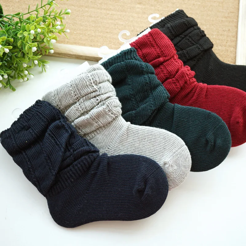 Dual Purpose Children Bunching Socks Hollow out CHILDREN'S Knit Socks Autumn New Products Girls Baby Cotton Socks Relent Princes