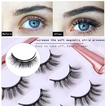 

New 4 Pairs Of Magnetic Eyelashes Set Glue-Free False Eyelashes Magnetic Eyeliner Set Reusable Makeup Tools