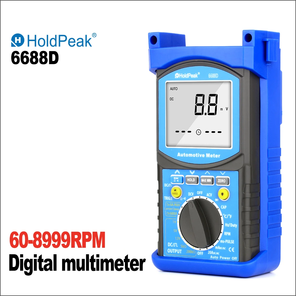Holdpeak 6688D Digital Engine Analyzer,Digital Multimeter Auto Range Voltage Current Resistance Automotive Meter Equipment 