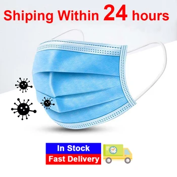 

Fast Delivery 3-layer Face Masks 50pcs Face Mouth Mask Non Woven Disposable mask Dust Masks Earloops Masks safe protective mask