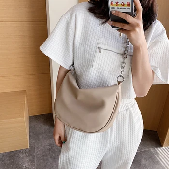 

Soft Leather Shoulder Bags for Women 2020 Summer Travel Crossbody Handbags Cross Body Bag Solid Color Simple Small Armpit Bag