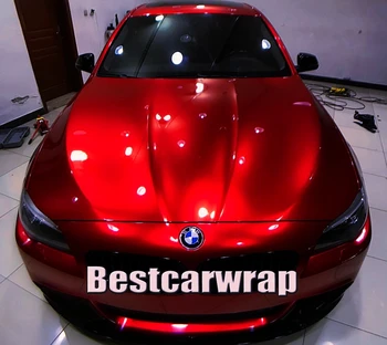 Involucro in vinile metallizzato lucido rosso sangue per pellicola di copertura per auto, pellicola protettiva senza bolle d'aria, 1,52 * 20 m / rotolo 5x67 piedi