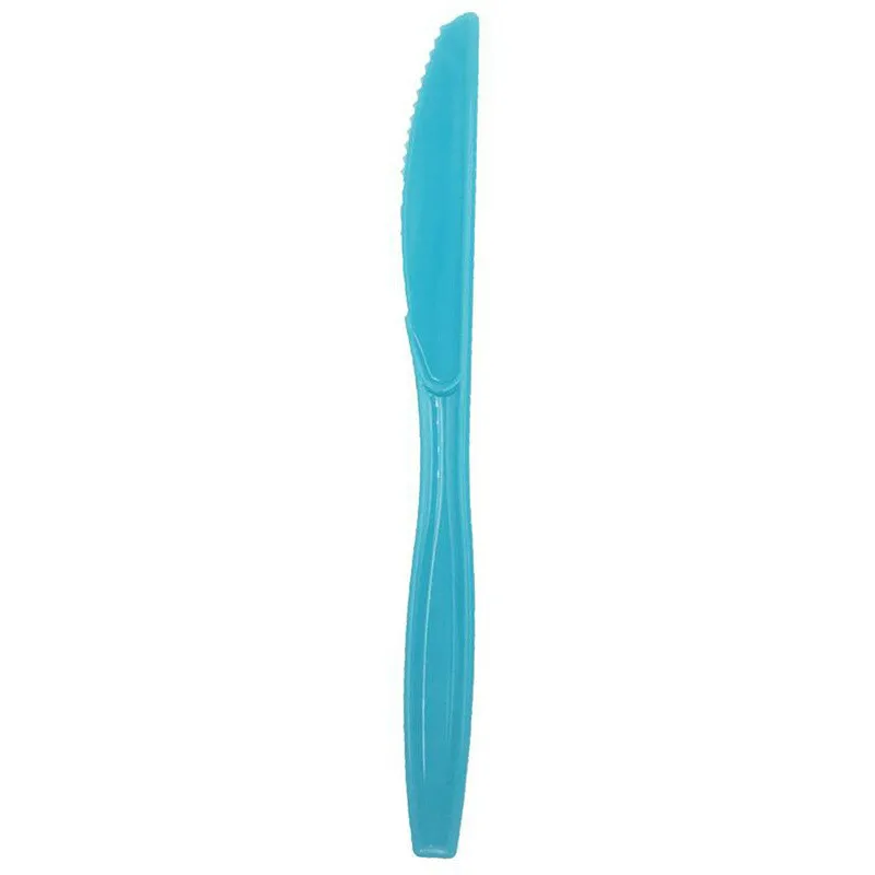 20pcs blue knifes Одноразовые тарелки унисекс, салфетки для стаканчиков, ножи, вилка, набор посуды для мальчиков или девочек, декор для вечеринки, дня рождения - Цвет: 20pcs blue knifes